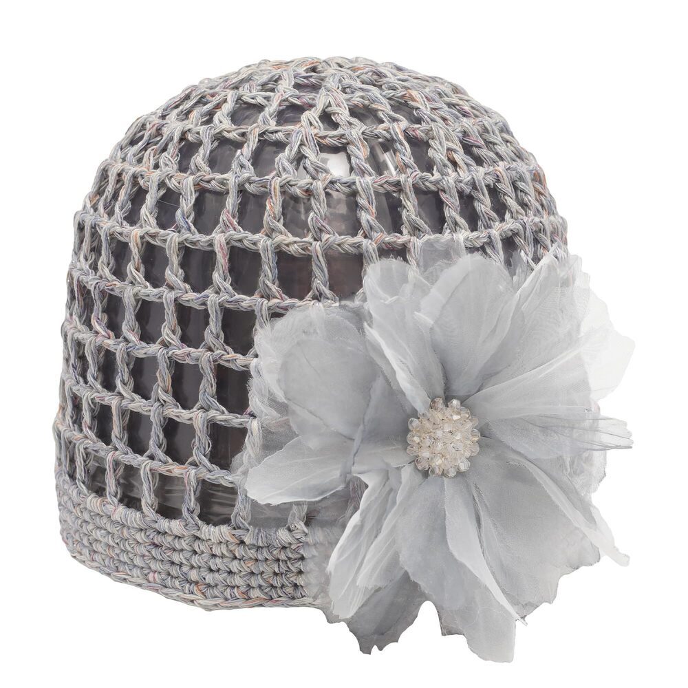 6480 Crochet Beanie Hat Summer Handmade Knit Decorated Lightweight Skull